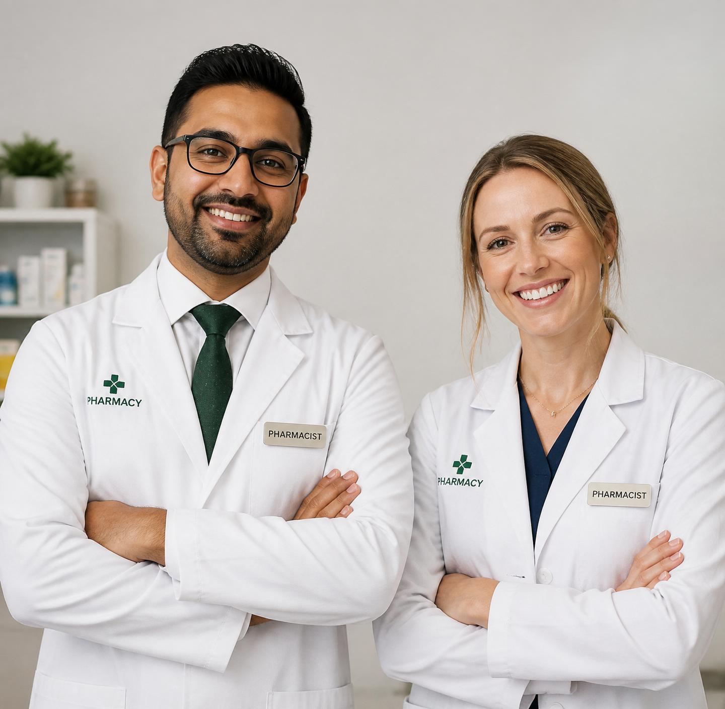 The Maple Pharmacy team at the dispensary counter